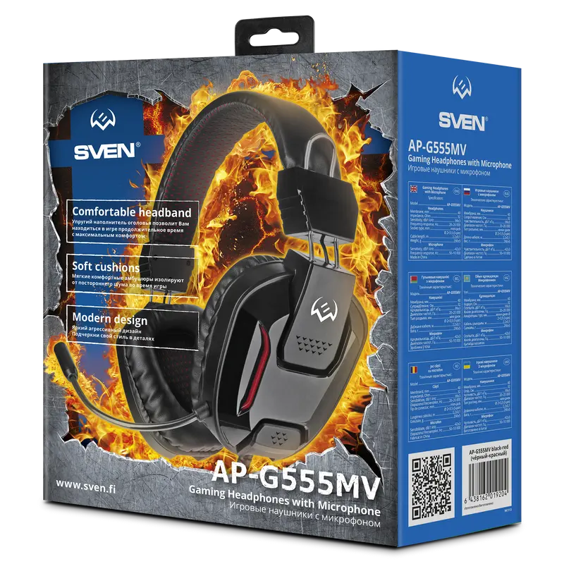 Наушники SVEN AP-G555MV Чёрный/Красный