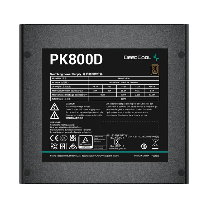 Tip Блок питания для компьютеров Deepcool GamerStorm PK800D ATX Черный