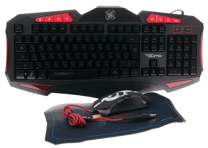 Set Tastatură + Mouse + Mouse Pad QUMO Axe Strike Membrană Negru
