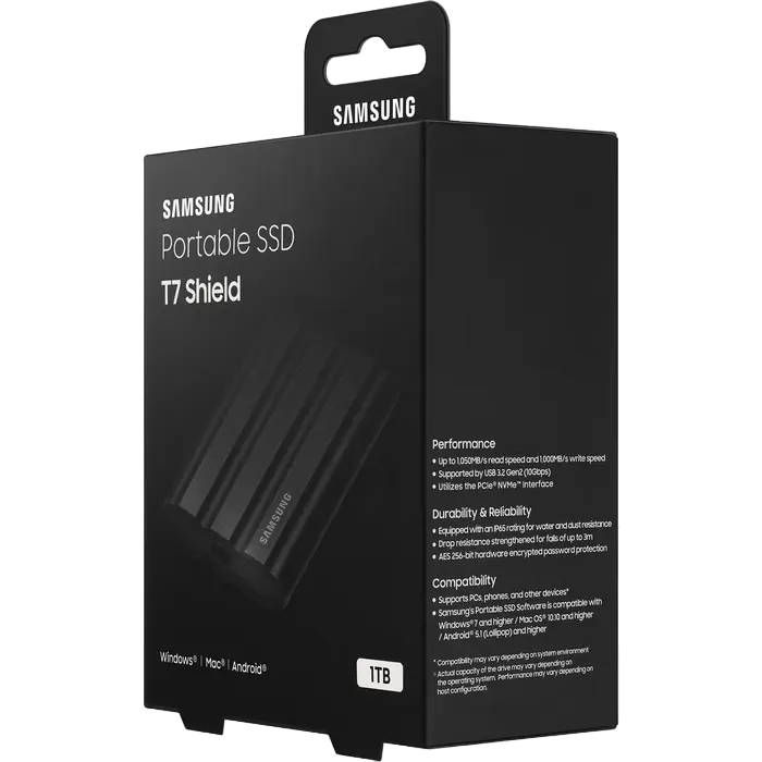 SSD portabil extern Samsung T7 Shield 1 TB Negru