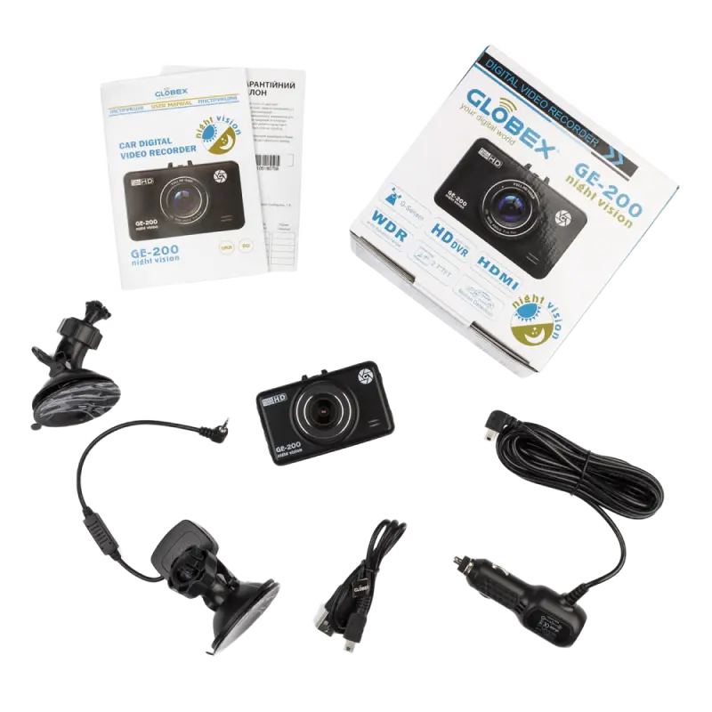 Автомобильный видеорегистратор Globex GE-200nv Черный