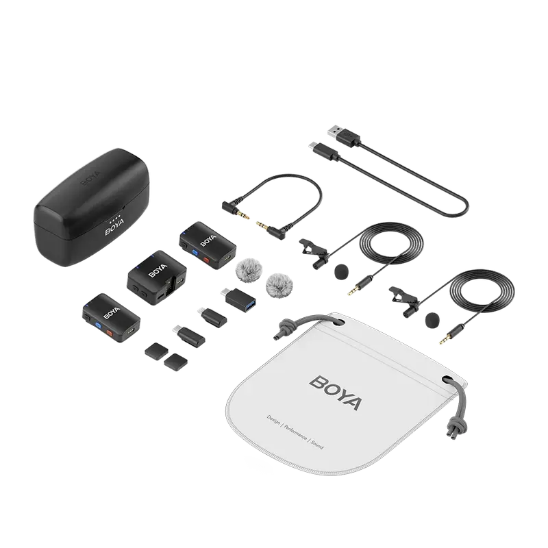 Портативный записывающий микрофон Boya Boyamic 3in1 Беспроводной Черный