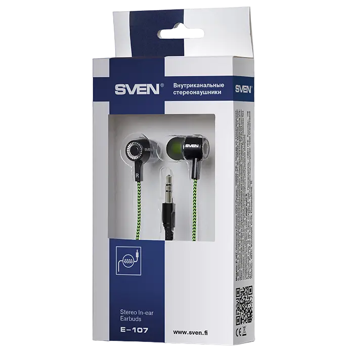 Наушники SVEN E-107 Черный/Зеленый