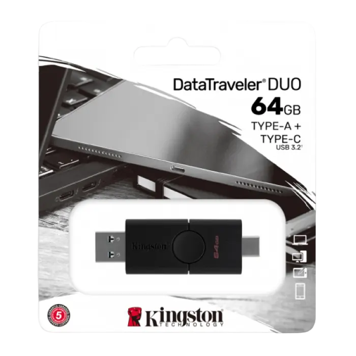 USB Flash накопитель Kingston DataTraveler Duo 64ГБ Чёрный