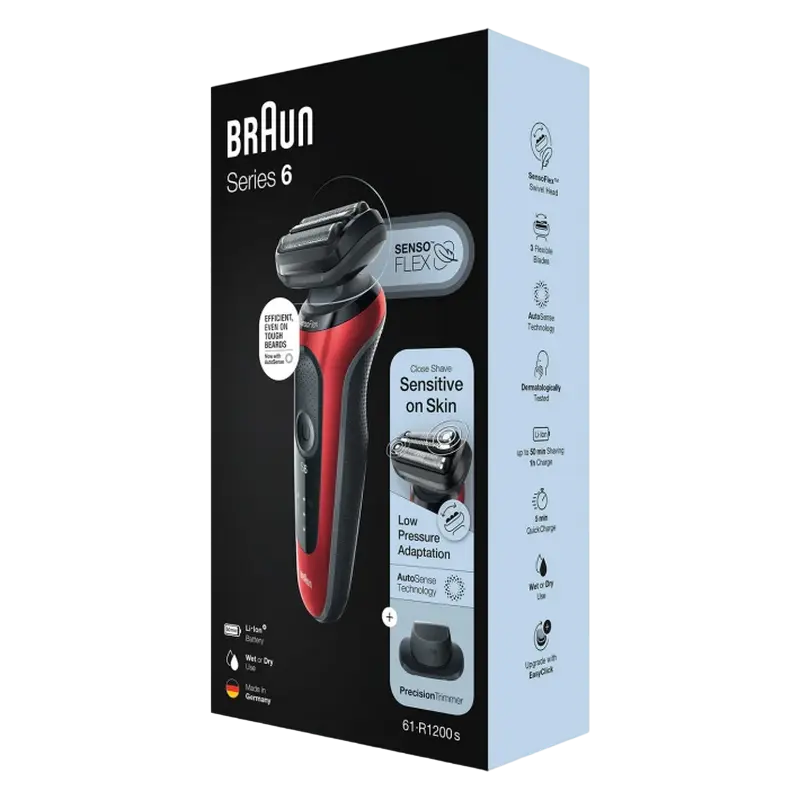 Электробритва мужская Braun Series 61-R1200s Красный