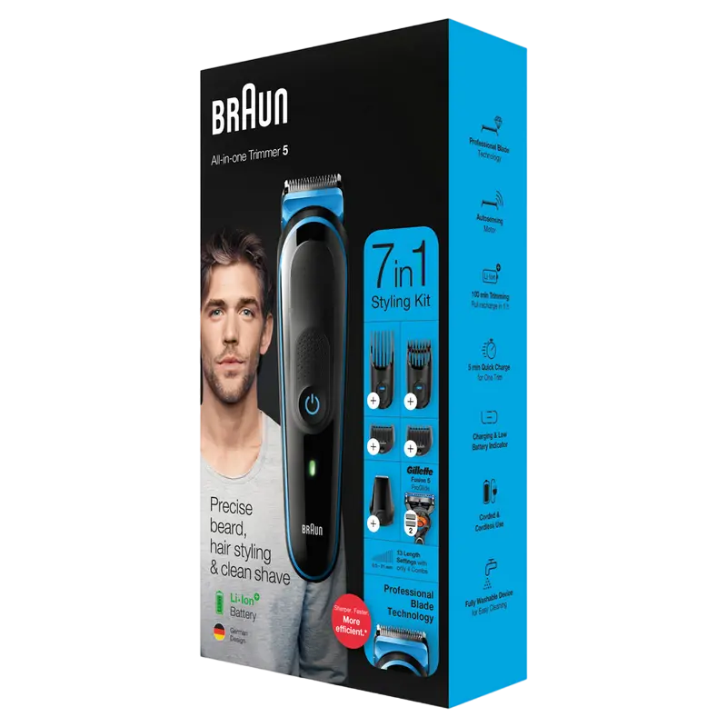Trimmer pentru bărbați Braun MGK5245 All in One Negru | Albastru