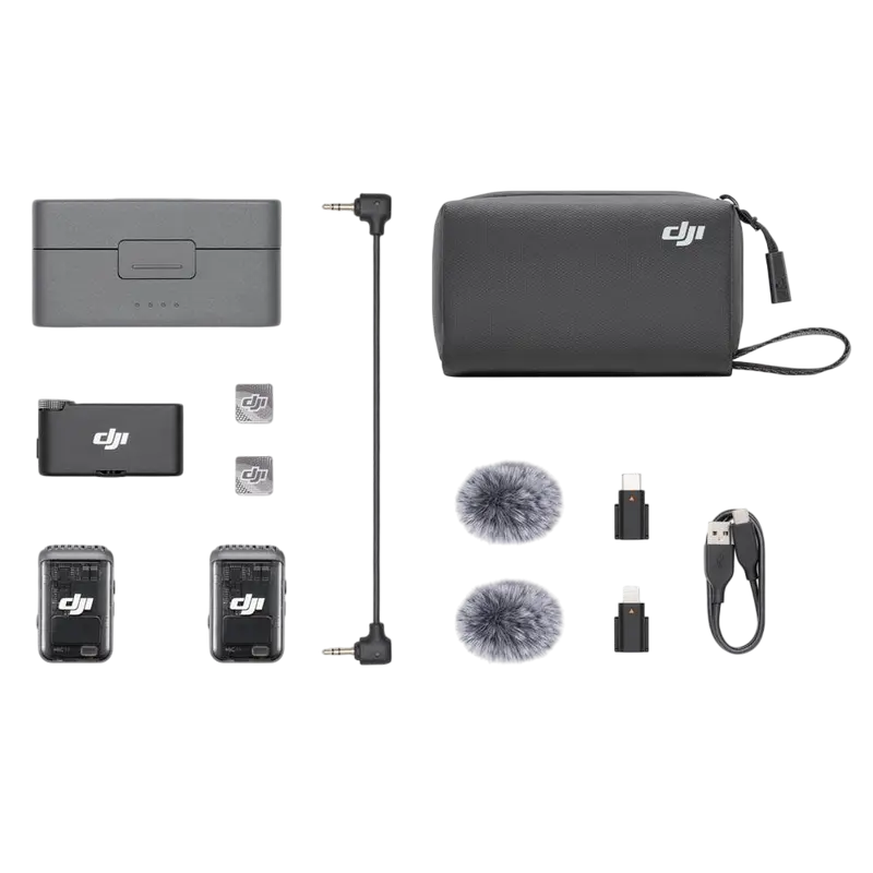 Портативный записывающий микрофон DJI Mic 2 (2 TX + 1 RX + Charging Case) Беспроводной Черный