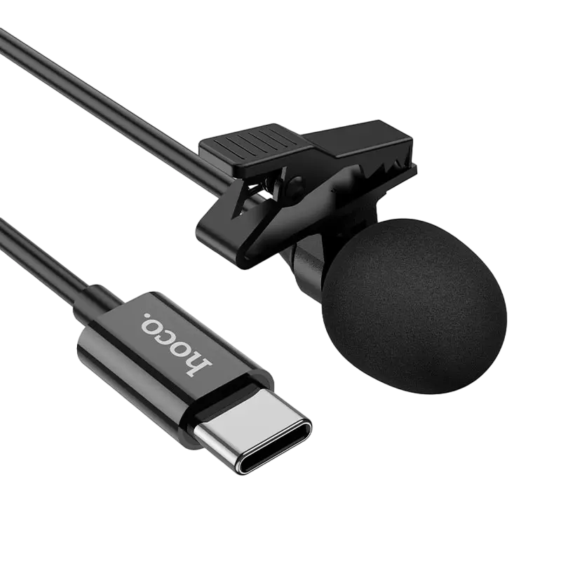 Портативный записывающий микрофон Hoco L14 Type C Проводной аналоговый Черный