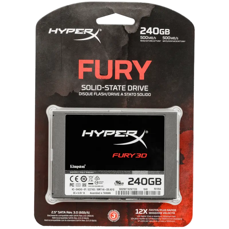 Накопитель SSD Kingston Fury 3D HyperX FURY 3D 240GB