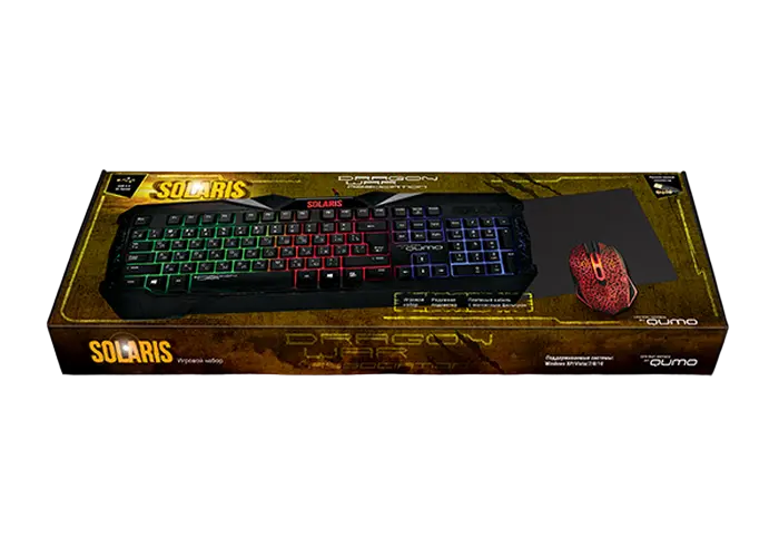 Клавиатура, мышь и коврик для мыши QUMO Solaris Мембрана Черный