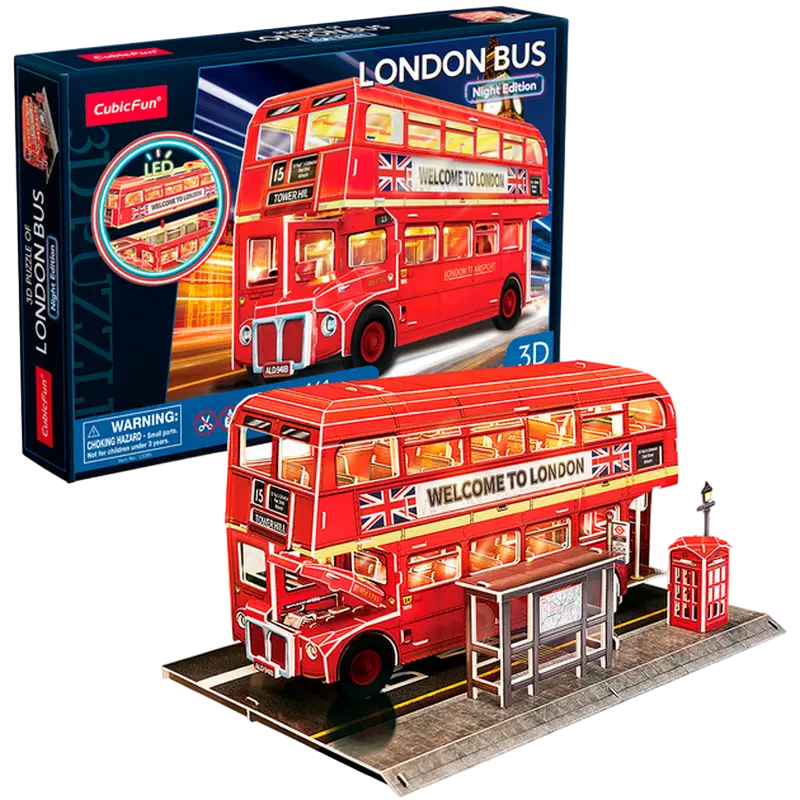 Пазл 3D CubicFun London Bus Красный