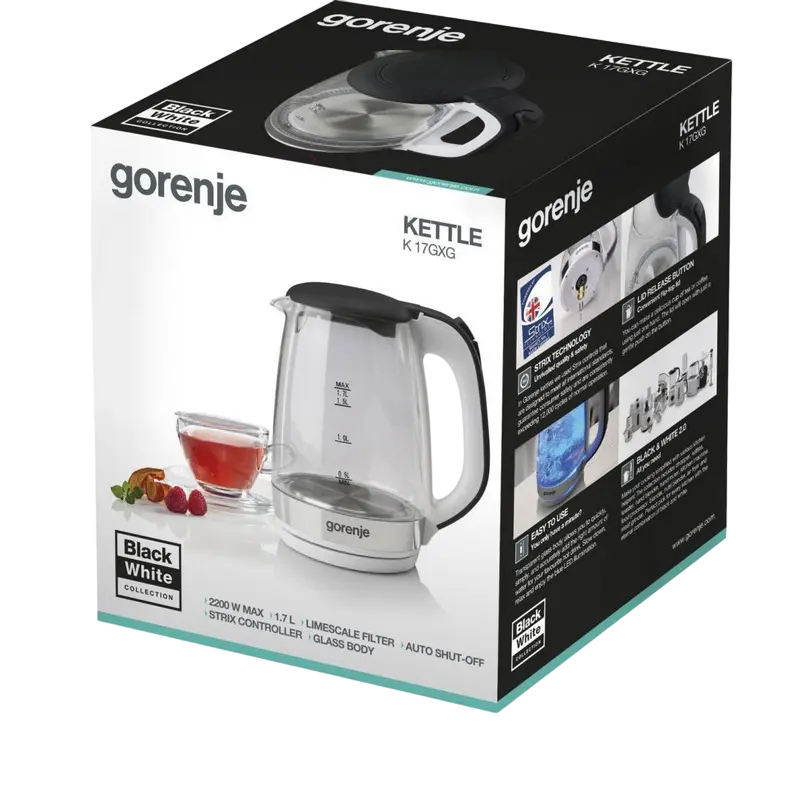 Электрочайник Gorenje K17GXG Нержавеющая Сталь | Черный
