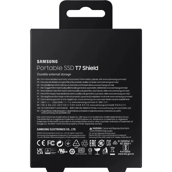 Внешний портативный SSD накопитель Samsung T7 Shield 4 ТБ Чёрный