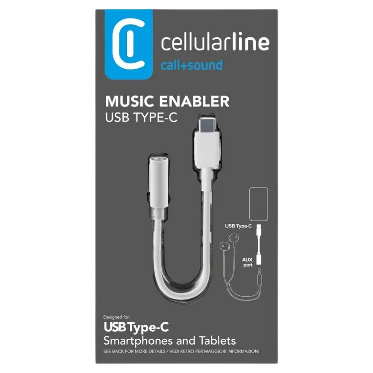 Аудио адаптер Cellularline Music Enabler Type-C Белый