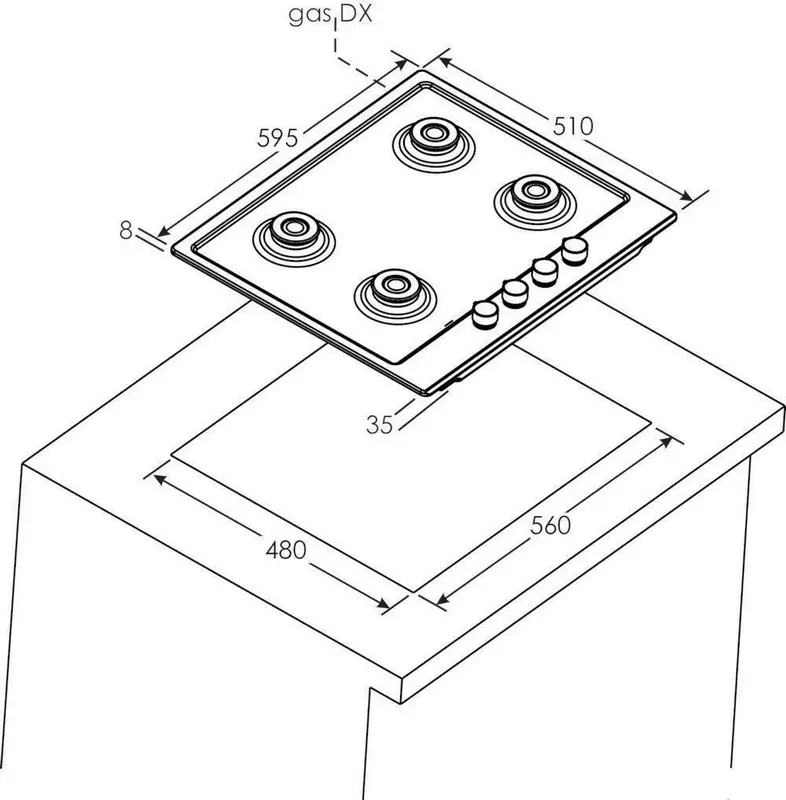 Газовая варочная панель Candy CHG6BF4WPBB Черный