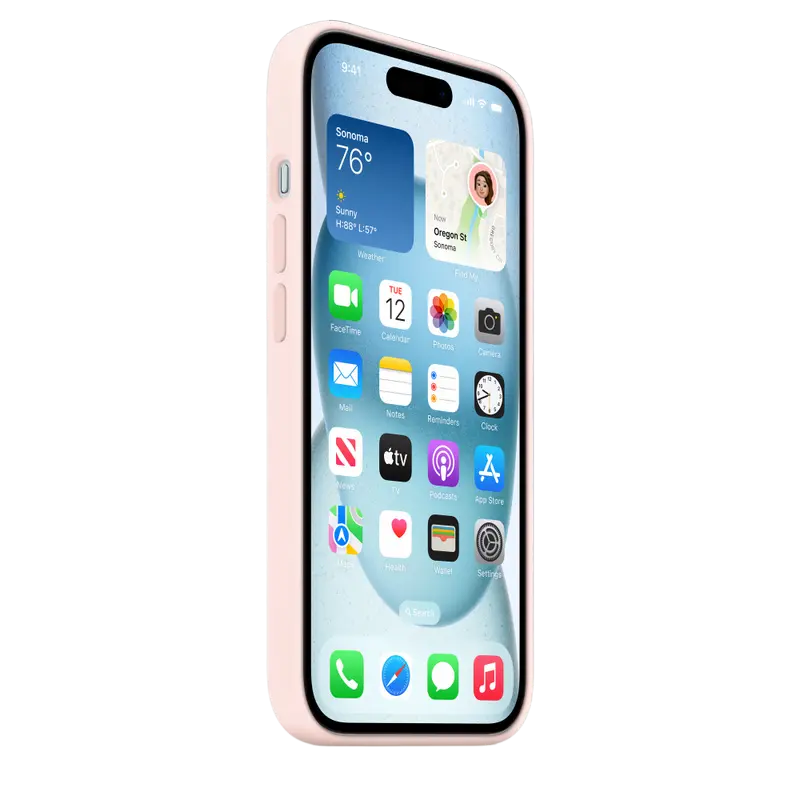 Husă Apple iPhone 15 Silicone Case MagSafe Husă din silicon Roz deschis