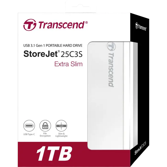 Внешний портативный жесткий диск Transcend StoreJet 25C3S 1 ТБ Серебристый