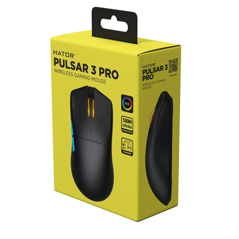 Игровая мышь HATOR Pulsar 3 Pro Проводное,Беспроводное Чёрный