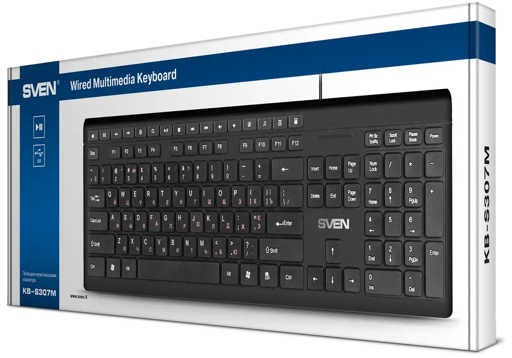 Клавиатура SVEN KB-S307M Мембрана Черный