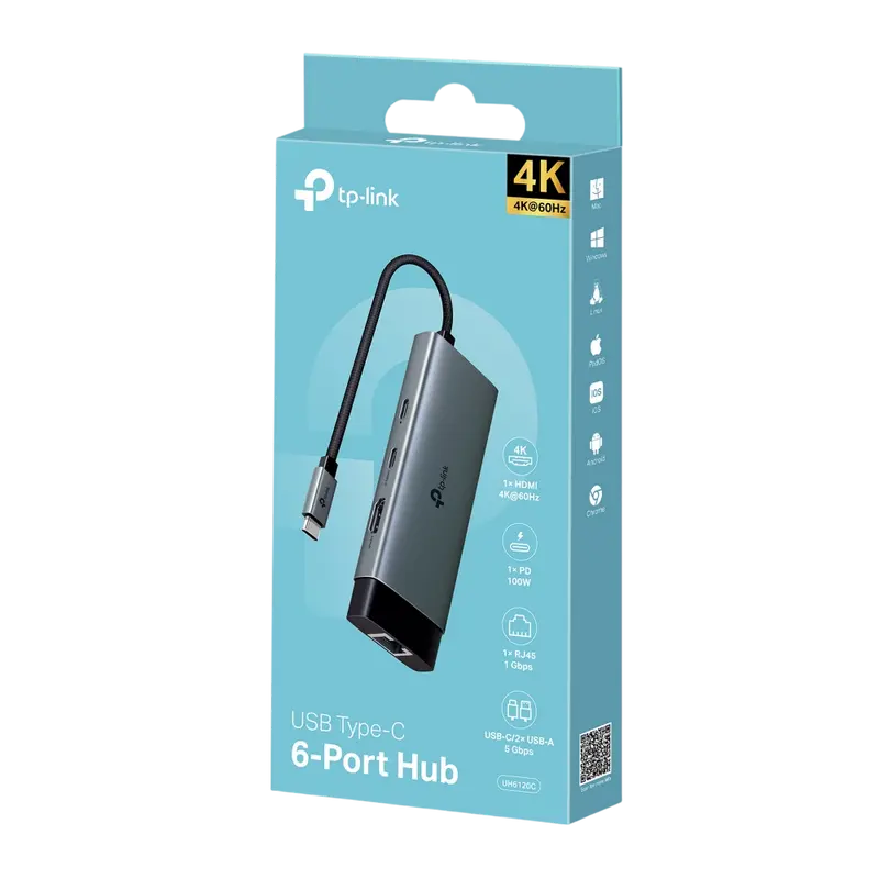 USB-концентратор TP-LINK UH6120C Серебристый
