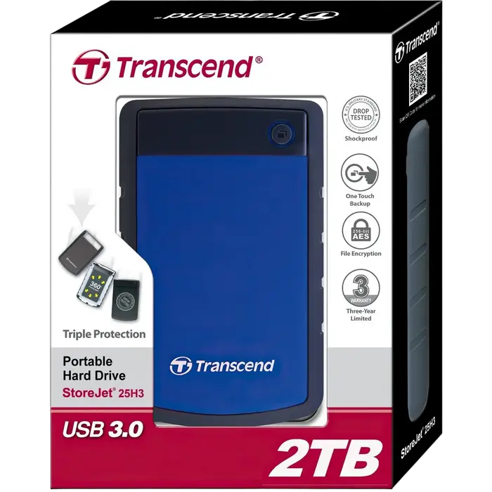 Внешний портативный жесткий диск Transcend StoreJet 25H3B 2 ТБ Морской Синий