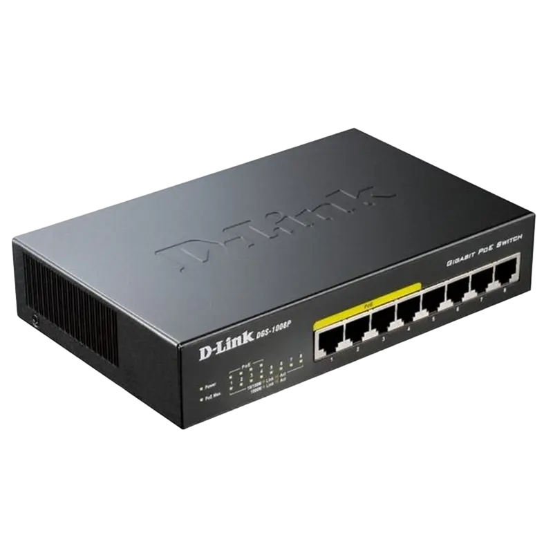 PoE коммутатор D-Link DGS-1008P Черный