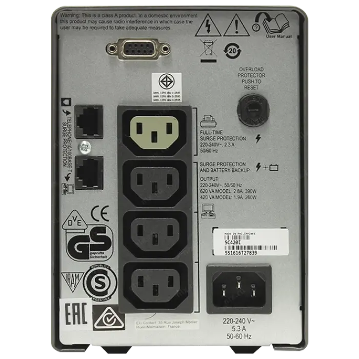 Sursă de alimentare neîntreruptibilă APC SC620I Negru