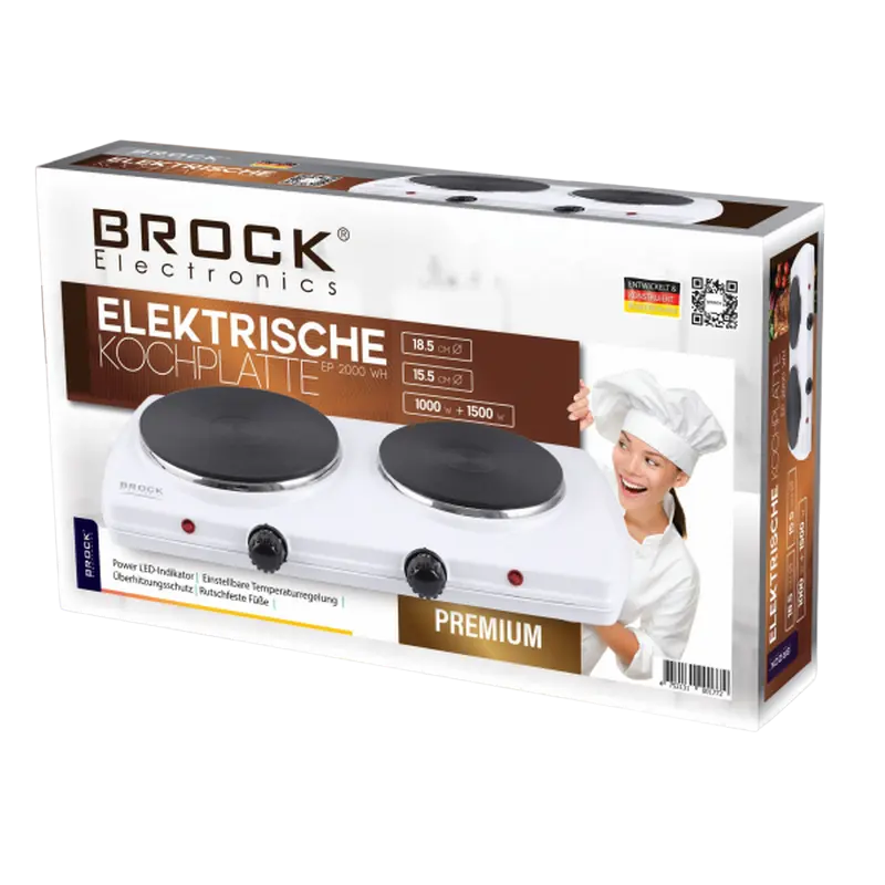 Электрическая настольная плита BROCK EP2000WH Белый