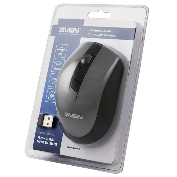 Беcпроводная мышь SVEN RX-325 Беспроводное Серый