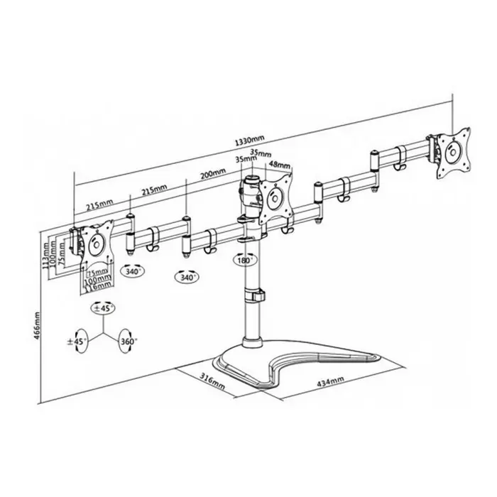 Настольный кронштейн для монитора ITech MBS-13M Черный