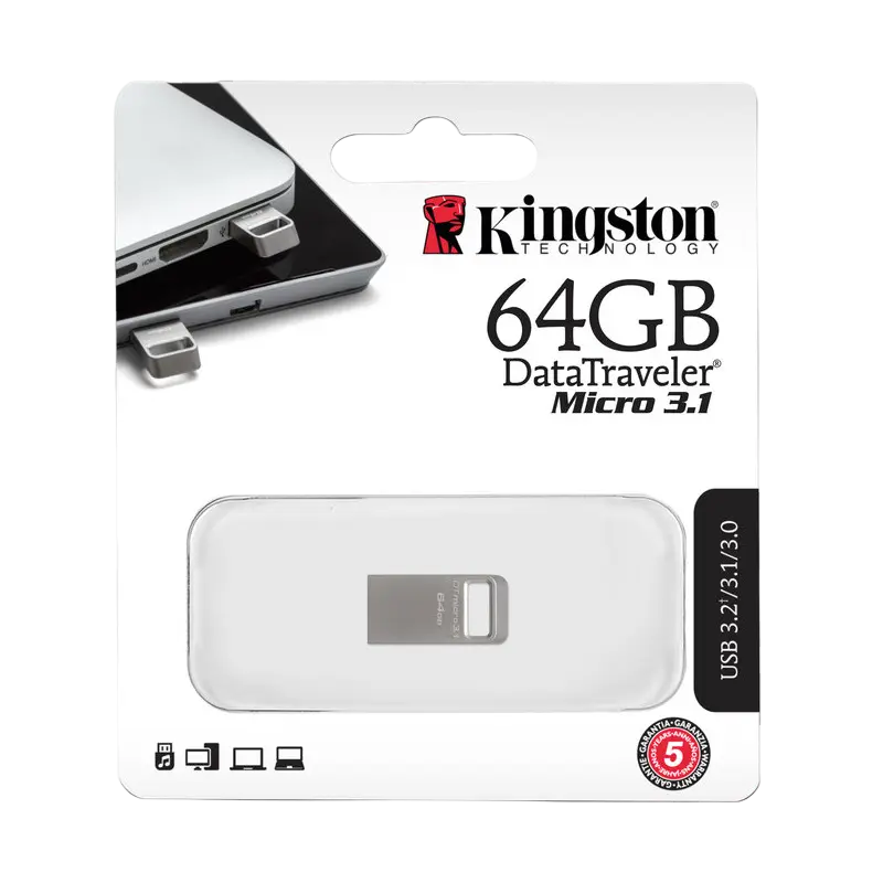 USB Flash накопитель Kingston DataTraveler Micro 64ГБ Серебристый