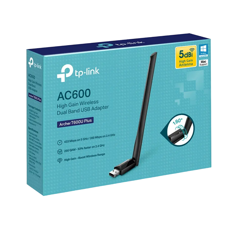 USB Aдаптер TP-LINK Archer T600U Plus Черный