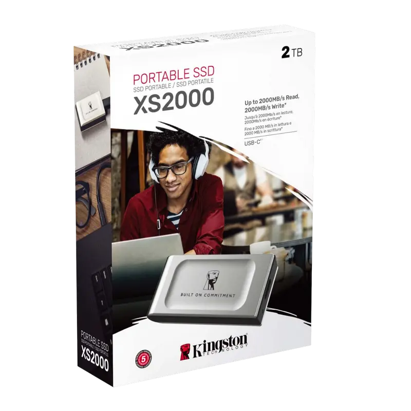 Внешний портативный SSD накопитель Kingston XS2000 BoC 2 ТБ Серебристый
