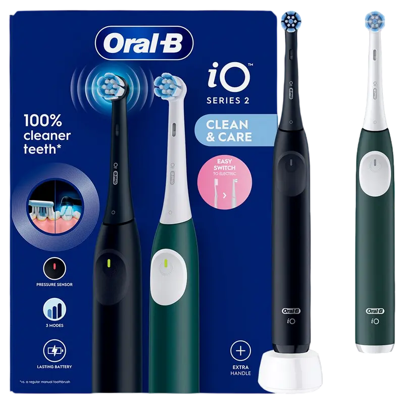 Periuță de dinți electrică Pentru adulți Braun Oral-B iO2 Duo Negru | Verde