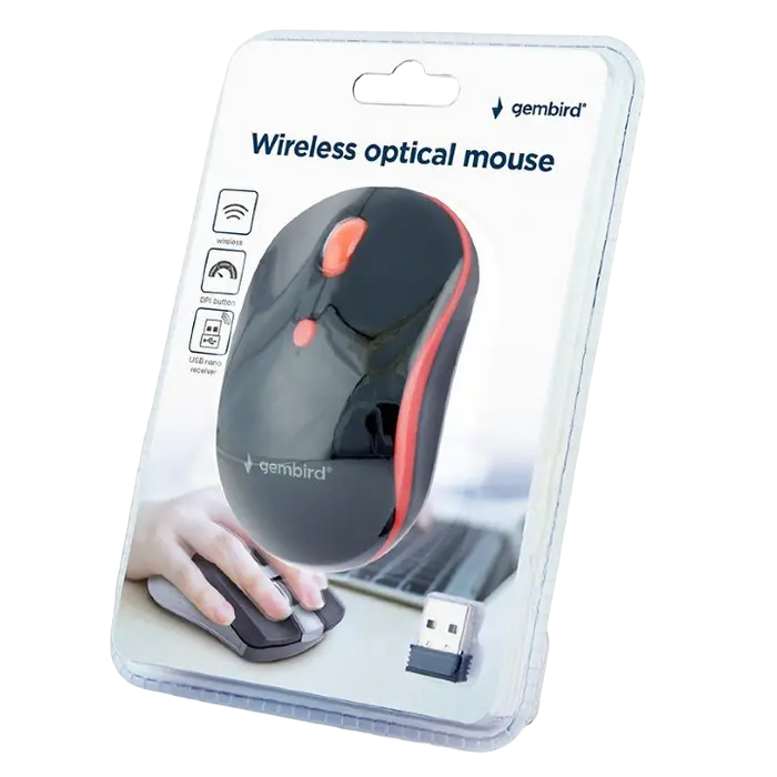 Беcпроводная мышь Gembird MUSW-4B-03-R Беспроводное Чёрный/Красный