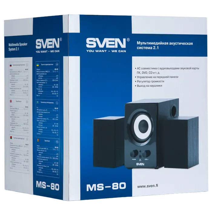 Компьютерные колонки SVEN MS-80 Черный