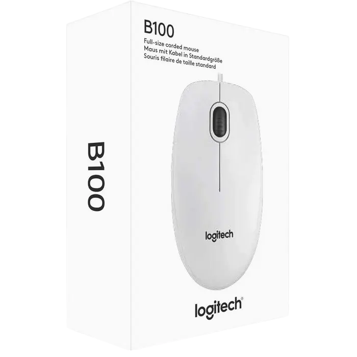 Мышь Logitech B100 Проводное Белый