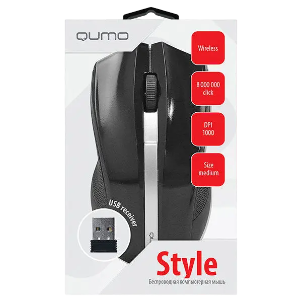 Беcпроводная мышь QUMO Style Беспроводное Чёрный