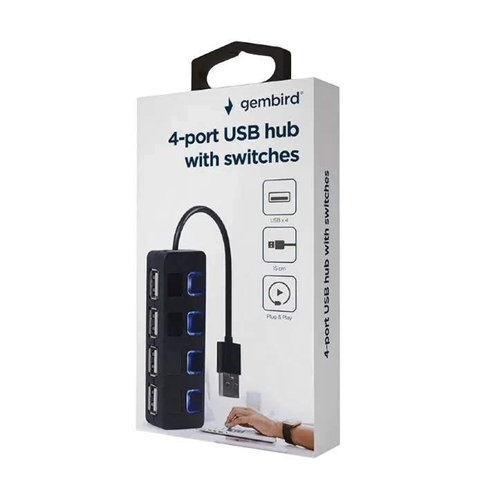 USB-концентратор Gembird UHB-U2P4-05 Черный