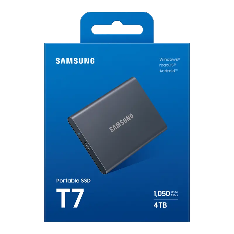 Внешний портативный SSD накопитель Samsung T7 4 ТБ Titan Gray