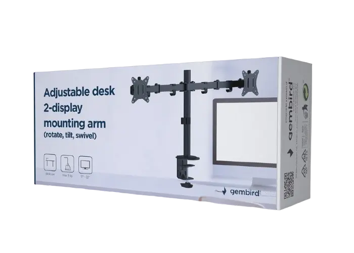 Suport birou pentru monitoare Gembird MA-D2-01 Negru