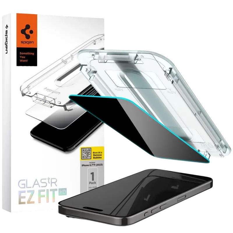 Защитное стекло Spigen Apple iPhone 15 Pro Max Tempered Glass EZ FIT Privacy EZ FIT Tempered Glass Прозрачный
