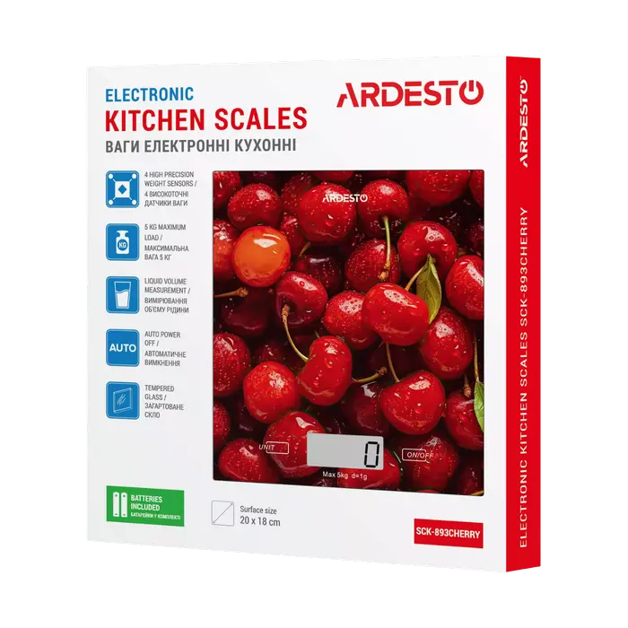 Электронные кухонные весы Ardesto SCK-893 Красный
