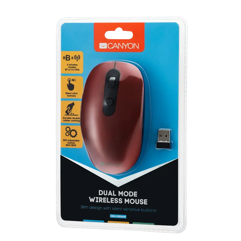Mouse Wireless Canyon MW-9 Fără fir Roșu