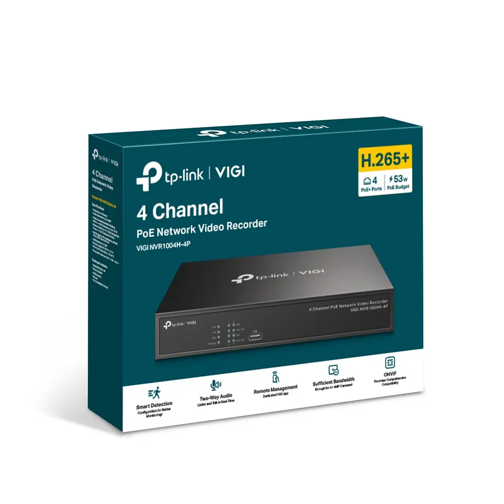Видеорегистратор TP-LINK VIGI NVR1004H-4P Черный