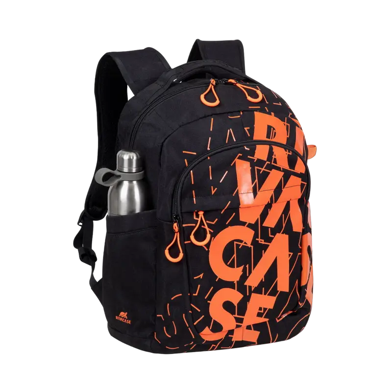 Rucsac zilnic Rivacase Heide Negru/Portocaliu