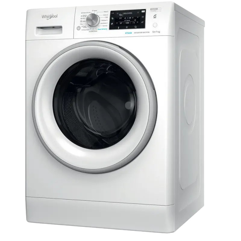 Mașină de spălat cu uscător Whirlpool FFWDD 1076258 SV EE Alb