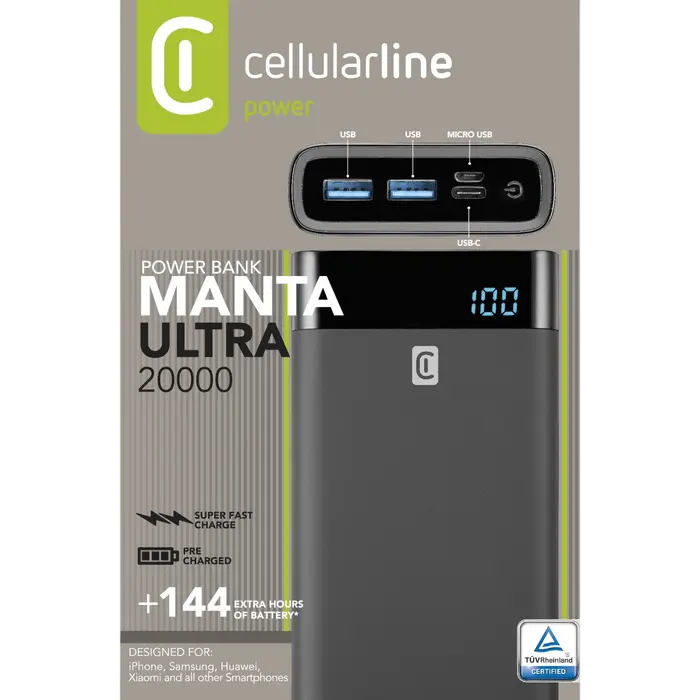 Портативное зарядное устройство Cellularline FreePower MANTA Черный