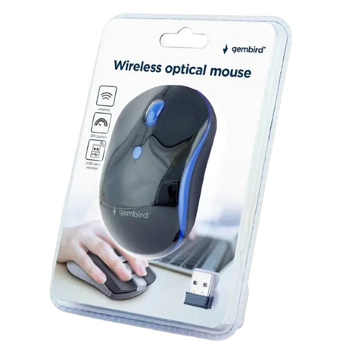 Беcпроводная мышь Gembird MUSW-4B-03-B Беспроводное Черный/Синий
