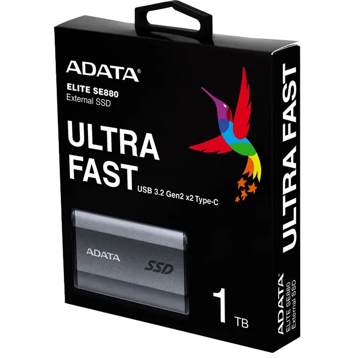 Внешний портативный SSD накопитель ADATA Elite SE880 Titanium 1 ТБ Серый